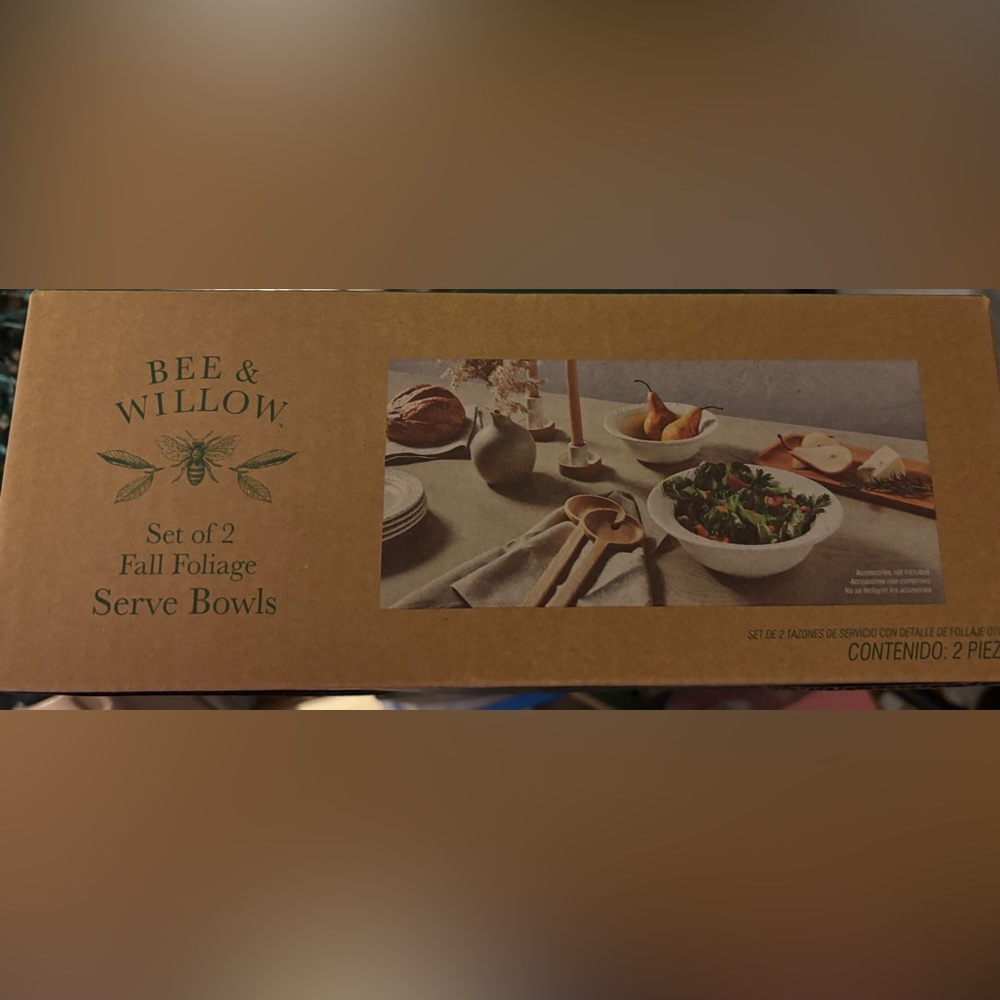 Bee & Willow Fall Foliage Serve Bowls - Set of 2, White